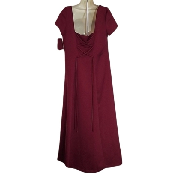 Dress Vintage Faux Corset Burgundy Plus Size 18 - Picture 3 of 9